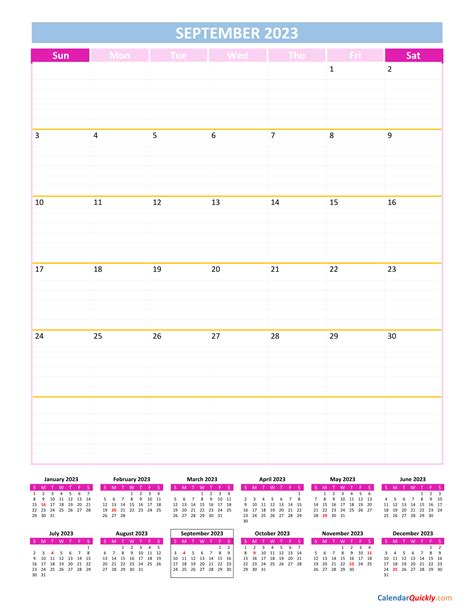 September Calendar 2023 Vertical | Calendar Quickly