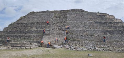 Pyramids of the Izamal archaeological site are maintained and cleaned ...