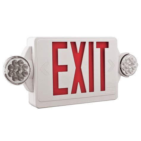 LITHONIA LIGHTING LHQM LED R Exit Sign w/Emergency Lights,Red ...