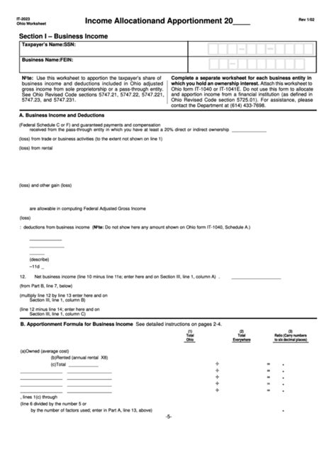 Form It-2023 - Income Allocation And Apportionment printable pdf download