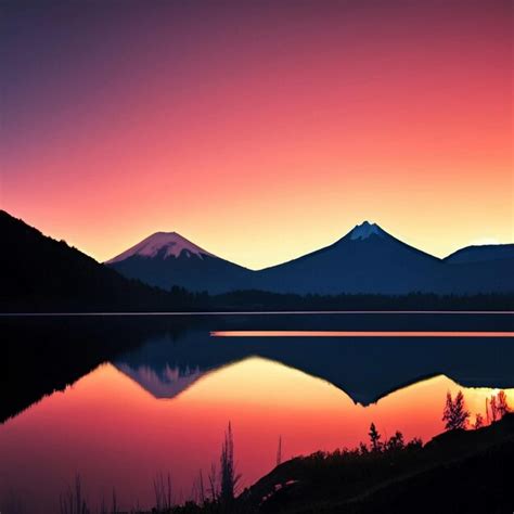 Premium AI Image | Sunrise and Mountain Lake