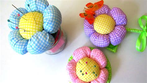 How to Make Simple Fabric Flower - 3 DIY Ideas - Pincushion Jar ...