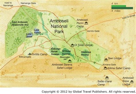 Map of Amboseli national park | Amboseli National Park Tours | Kenya Tour