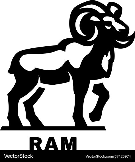 Ram symbol logo black white style Royalty Free Vector Image