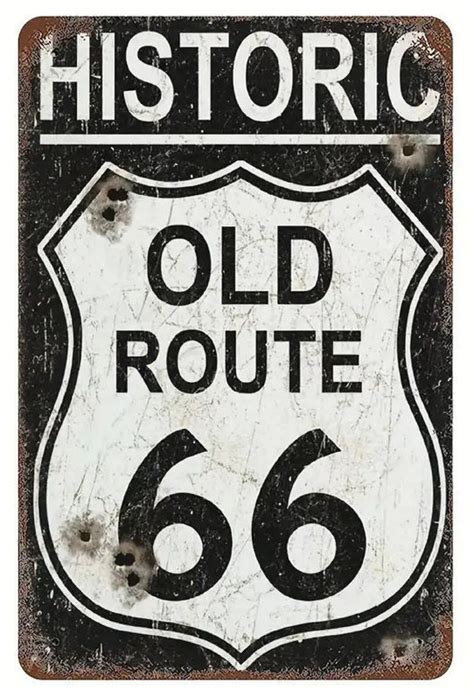 Historic Old Route 66 Vintage Look Retro Tin Sign 8x12 Inch - Etsy