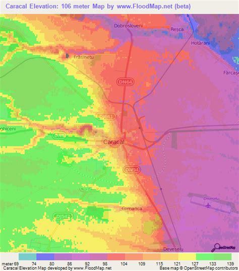 Elevation of Caracal,Romania Elevation Map, Topography, Contour