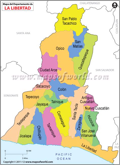 Mapa de La Libertad, Departmento de La Libertad El Salvador