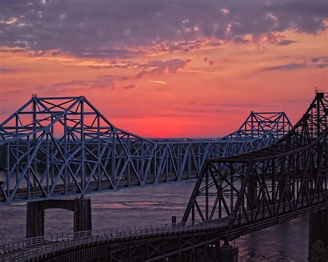 Mississippi River Bridge at Sunset II Photograph by Michael Taylor ...