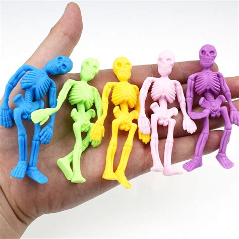 HB- 10Pcs Cute Soft Mini Skeleton Model Anti-stress Decor Toy Halloween ...