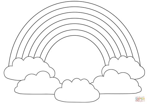 Rainbow with Clouds coloring page | Free Printable Coloring Pages