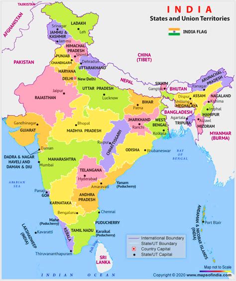 India Political Map With States And Capitals