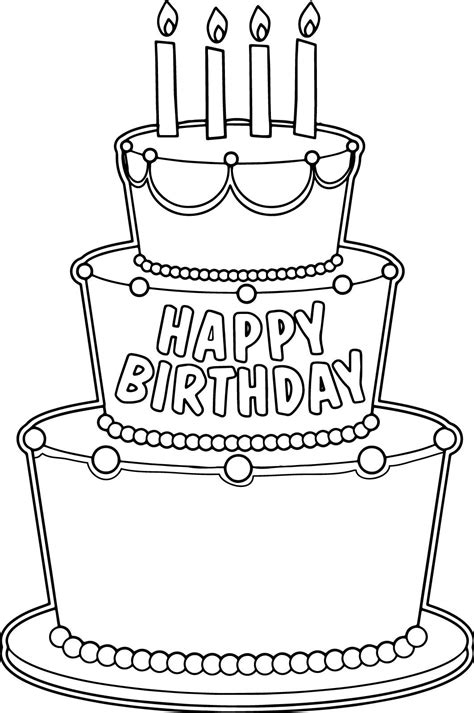 Big Cake Coloring Pages : Free Printable Birthday Cake Coloring Pages ...