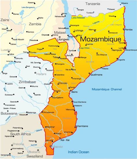 Mozambique map with distances - Map of Mozambique map with distances ...