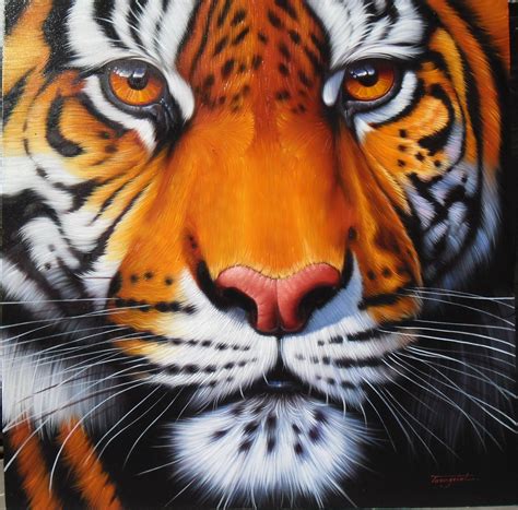 Tiger painting oil painting on canvas 100X100 cm. | Tiger painting, Oil ...