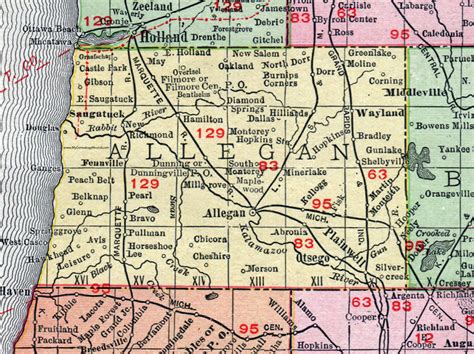 Allegan County, Michigan, 1911, Map, Rand McNally, Otsego, Plainwell ...