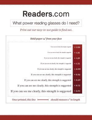 Diopter Chart For Reading Glasses - Fill and Sign Printable Template Online