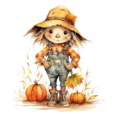 Cute Scarecrow Clipart Bundle Fall Autumn Thanksgiving - Etsy