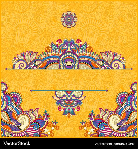 Yellow invitation card with neat ethnic background