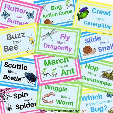 Bug Action Movement Cards | Action cards, Insects preschool, Bugs preschool