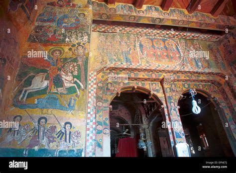 Abraha we Atsbeha rock church fresco, Abraha Atsbeha village, Tigray ...