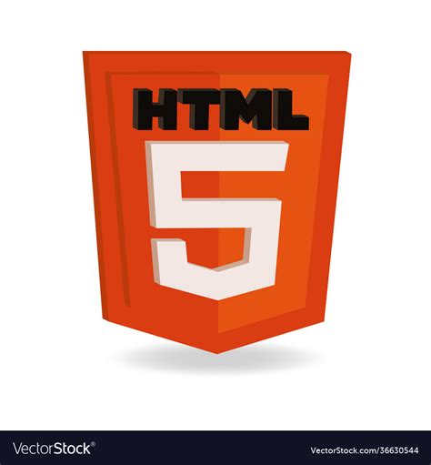 Orange 3d html5 icon Royalty Free Vector Image