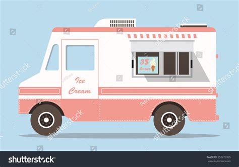 Vector Pink Ice Cream Truck Stock Vector (Royalty Free) 252479395 ...