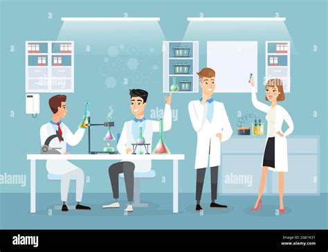 Vector illustration of doctors in medical lab making vaccine ...