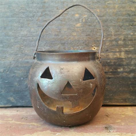 Jack-O-Lantern Candle Holder Vintage Hosley USA Pumpkin