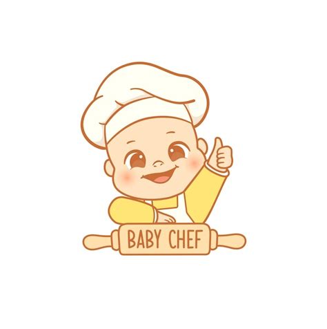 Premium Vector | Cute little baby chef cooking logo mascot character ...