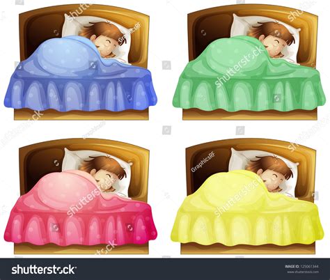 Illustration Sleeping Girl On Bed On Stock Illustration 125061344 ...