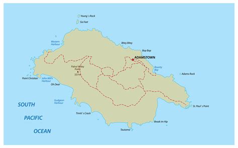 Map of Pitcairn, Henderson, Ducie, and Oeno Islands - Thong Thai Real