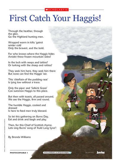 silly poem about catching a haggis | Burns night crafts, Burns day ...