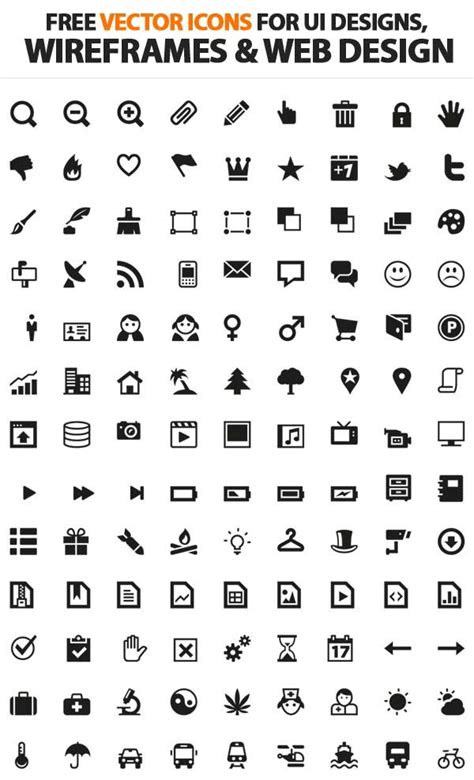 the 25 free icons for web design are shown in black and white, as well ...