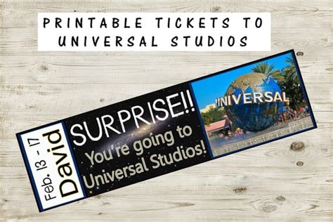 Printable Universal Studios Tickets