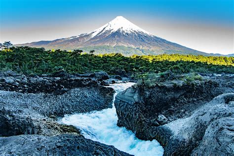 Petrohue Waterfalls with Osorno Volcano, Chile Photograph by Venetia ...