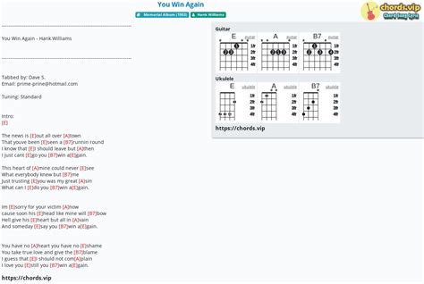 Chord: You Win Again - tab, song lyric, sheet, guitar, ukulele | chords.vip