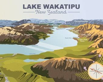 Lake Wakatipu Map | Etsy