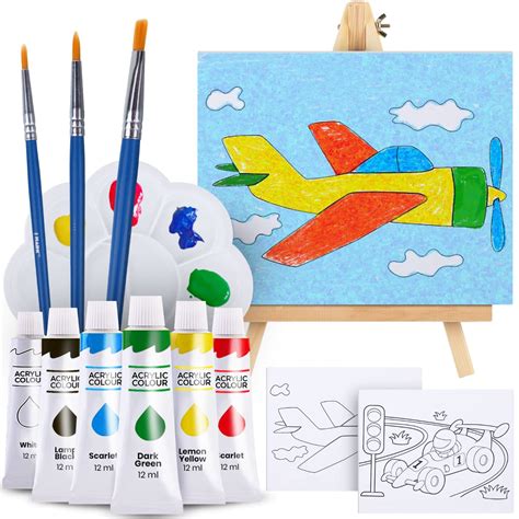 Buy J MARK Kids Paint Set and Paint Easel – Acrylic Painting Kit, Safe ...