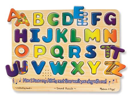 Amazon.com: Melissa & Doug Alphabet Sound Puzzle - Wooden Puzzle With ...