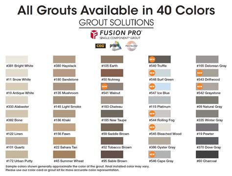 all groutes available in 40 colors