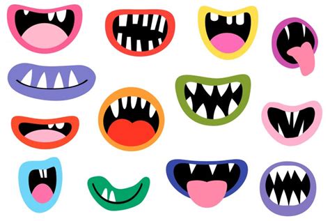 Spooky Monster Mouths clipart, Halloween teeth lips tongues