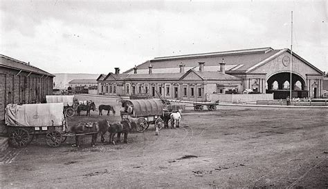 A very early photo of the goods yard and station at Ballarat Train ...