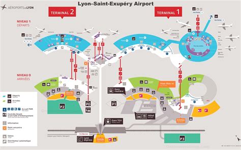 Map of Lyon airport: airport terminals and airport gates of Lyon