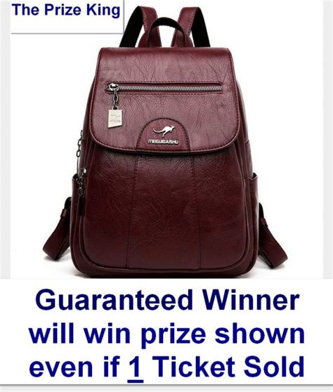 Enter Raffle to Win Designer Leather Backpack hosted by The Prize King