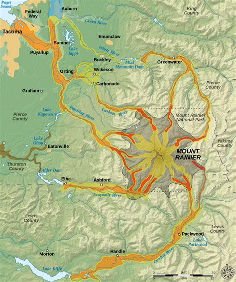 Mount Rainier Hazard Map | Hazard map, Mount rainier, Rainier