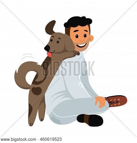 Happy Boy Dog Sitting Vector & Photo (Free Trial) | Bigstock