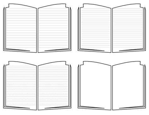 Free Printable Open Book-Shaped Writing Templates