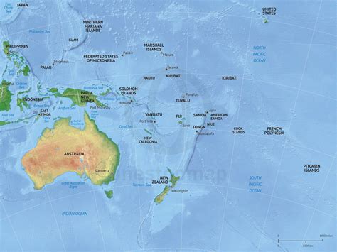 Vector Map Australia continent shaded relief | One Stop Map | Australia ...