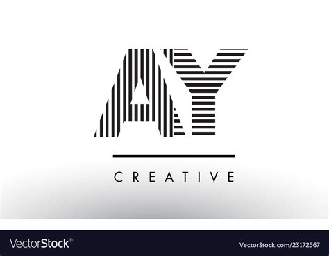 Ay a y black and white lines letter logo design Vector Image