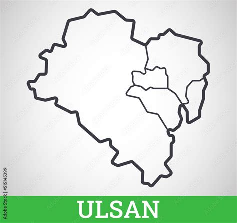 Simple outline map of Ulsan. South Korea. Vector graphic illustration ...